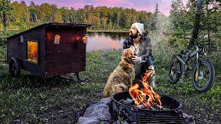 Peaceful Night in a BIKE CAMPER with my Dog  Fishing & Cooking