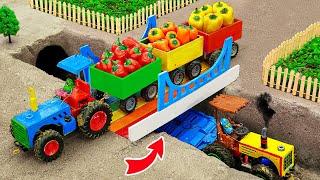 Top diy tractor making mini Rainbow Concrete Bridge  Transporting Heavy Chili make Collapsed Bridge