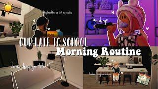 OUR LATE TO SCHOOL MORNING ROUTINE*VERY CRAZY*Bloxburg Roblox Family Roleplaywvoices