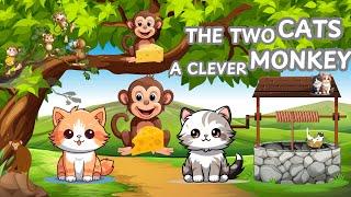 Two Cats and  A Monkey  English Moral Story  Short Story for Kids