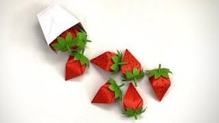 DIY PAPER  STRAWBERRY  Paper Crafts For School  Paper Craft  Easy Origami  paper Strawberry 3D