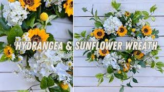 How to Make a Hydrangea and Sunflower Wreath Step by step wreath tutorial