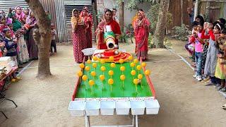 village women playing easy fun game with joy to win useful rewards