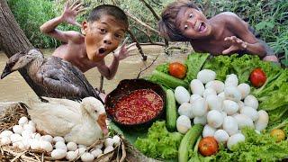 Primitive Technology - Kmeng Prey - Meet Goose And Cooking Egg Eating delicious