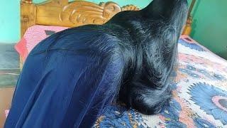 Beautiful Indian Girl Gorgeous Silky Long Hair Play  Hair Play For Black & Sinning 4Ft Long Hair 