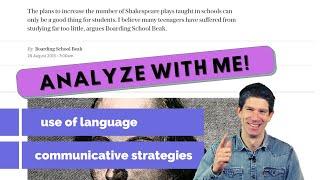 text analysis EXAMPLE - communicative strategies and use of language