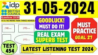 IELTS Listening Practice Test 2024 with Answers  31.05.2024  Test No - 454