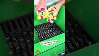 The balls getting crushed is so satisfying  #satisfying #shreddermachine #asmr #experiment