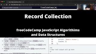 Record Collection Basic JavaScript freeCodeCamp tutorial