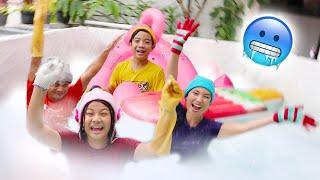 BERENANG DI KOLAM RENANG PENUH DRY ICE  BEKU ? DINGIN BANGET   CnX Adventurers