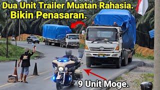 Dua Unit Truck Trailer Muatan Rahasia Bikin Penasaran Di Bukit Kodok.Motor Gede Melintas 9 Unit Moge