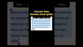 COLORADO STATE STIMULUS Check update 2022