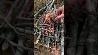 Starting a Fire with a Magnifying Glass #bushcraft #camping #outdoors #wilderness #skills