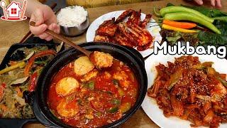 Couple Mukbang│Cook and eat Korean home meal. Japchae Jeyukbokkeum Sundubu etc