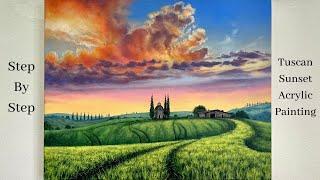 Tuscan Sunset STEP by STEP Acrylic Painting Tutorial ColorByFeliks