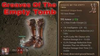 Diablo IV Unique Items - Greaves Of The Empty Tomb Necromancer Boots