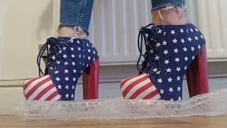 ASMR Stomping on bubble wrap with American heels ASMR