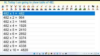 Table Of 482