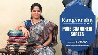 Chanderi Silks-Rangvarsha Sarees-Printed Pure Chanderi Sarees with antique border-2nd September 2024