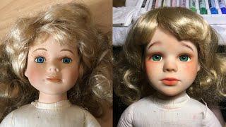 Porcelain Doll Repaint  - Custom Doll Faceup 