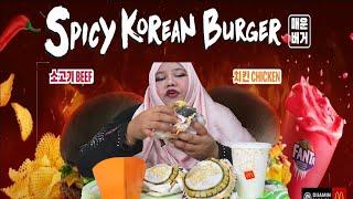 Mukbang Spicy Korean Burger Beef And Chicken