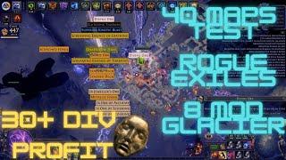 POE 3.25 40xGIANT Rogue Exiles 8 Mod Glacier Farm test 30+Divine profit Settlers League