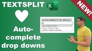 Searchableautocomplete drop downs in Excel + TEXTSPLIT No more dependent lists