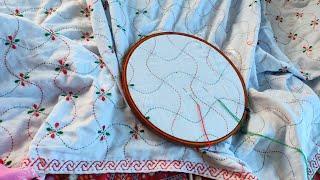 Full  nakshi kantha draw & embroidery with border lineপাড় সহ সম্পূর্ণ নকশীকাঁথা আঁকা ও সেলাই শিখুন
