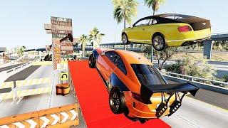 Cars Vs Mega High Container  Jump Test #5 - Speed Car Crash - BeamNG Drive