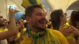 Чемпионат Мира 2018 Бразильские фанаты в Московском метрополитене станция Таганская A copa do Mundo