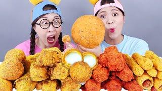 Big Cheese Ball Fried Chicken Mukbang DONA