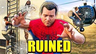 GTA V but its destroyed by a Spiderman mod