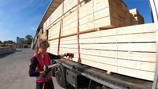 A day in the life of a female truck driver transporting timber