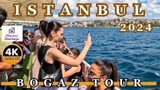 Istanbul 4K Walking Tour  Summer Bosphorus Ferry Tour & Eminonu Famous Attractions  August 2024