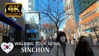 4K Walking in Popular Shopping Area Sinchon Seoul South Korea