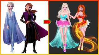 Frozen Elsa Anna Glow Up Into Elemental Ember Lumen Brook Ripple - Disney Princesses Transformation