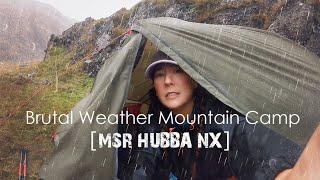 Brutal Weather Mountain Camping on Glyder Fawr  Gale Force Wind Heavy Rain & Hail MSR Hubba NX