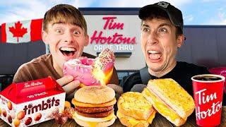 Brits try Tim Hortons Breakfast for the first time