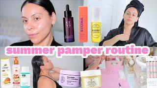 summer refresh pamper routine ️ skincare haircare bodycare nails & more 🫧