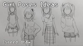 speed draw Girl Poses Drawing Outfits  drawing tips & ideas  anime drawing