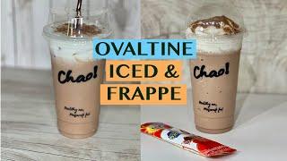 HOW TO MAKE CAFE- STYLE OVALTINE DRINKS USING 3-IN-1 MIX RECIPES FOR ICED AND FRAPPE IN 22 OZ CUPS