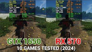 Nvidia GTX 1650 vs AMD RX 570 10 Games Tested 2024