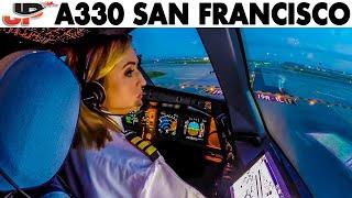 Piloting AIRBUS A330 out of San Francisco  Cockpit Views