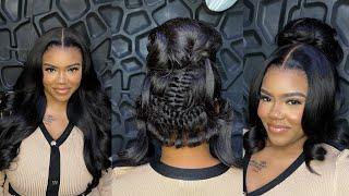 NEW INVISIBLE BAND 360 LACE WIG  How To Messy Updo  OMGHERHAIR