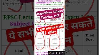 RPSC School Teacher Vacancy 2024  rpsc 1st grade latest news today   #rpsc #teacher #shortsviral