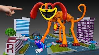  Making DOGDAY MONSTER attack DADDY LONG LEG in the city - Poppy Playtime Chapter 3 with clay