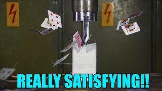 Splitting 10 Decks of Playing Cards with Hydraulic Press  in 4K