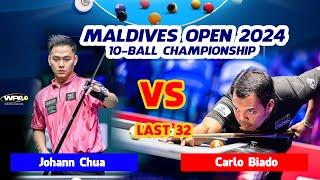 HIGHLIGHTS  LAST 32  Johann Chua vs Carlo Biado  Maldives Open 2024 #highlightbilliardstv