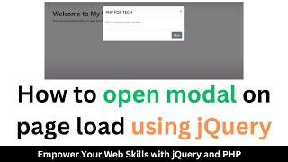 How to open modal on page load using jQuery  Show modal popup window on page load using jQuery
