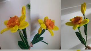 Hoa thủy tiên kẽm nhung diy pipe cleaner daffodils